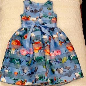 Girls blue flowered dress